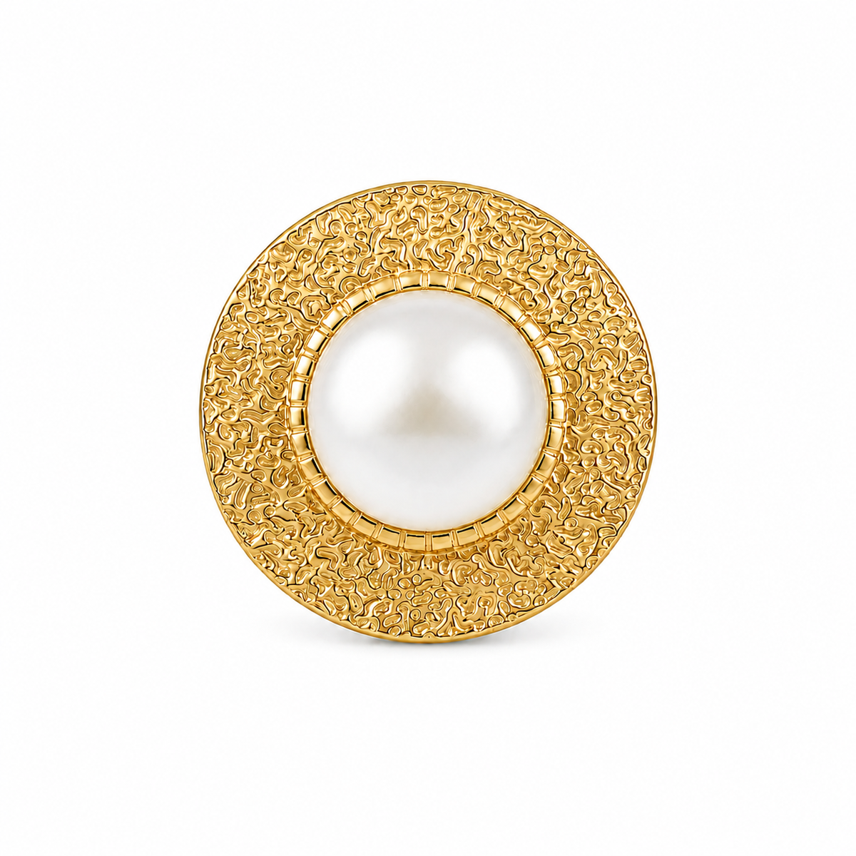 PP005G – Gold White Pearl Statement Prsten