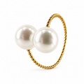 PP008G – Gold Twisted Twin Pearl Bypass Prsten