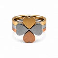 PP020 – Silver Gold Rose Gold Heart Stack Prsten Set