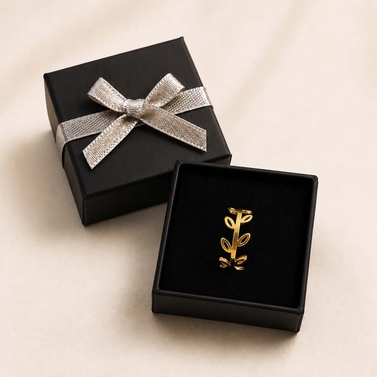PP023G – Gold Olive Branch Crown Wide Band Prsten