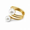 PP022G – Gold Twin Pearl Spiral Open Prsten