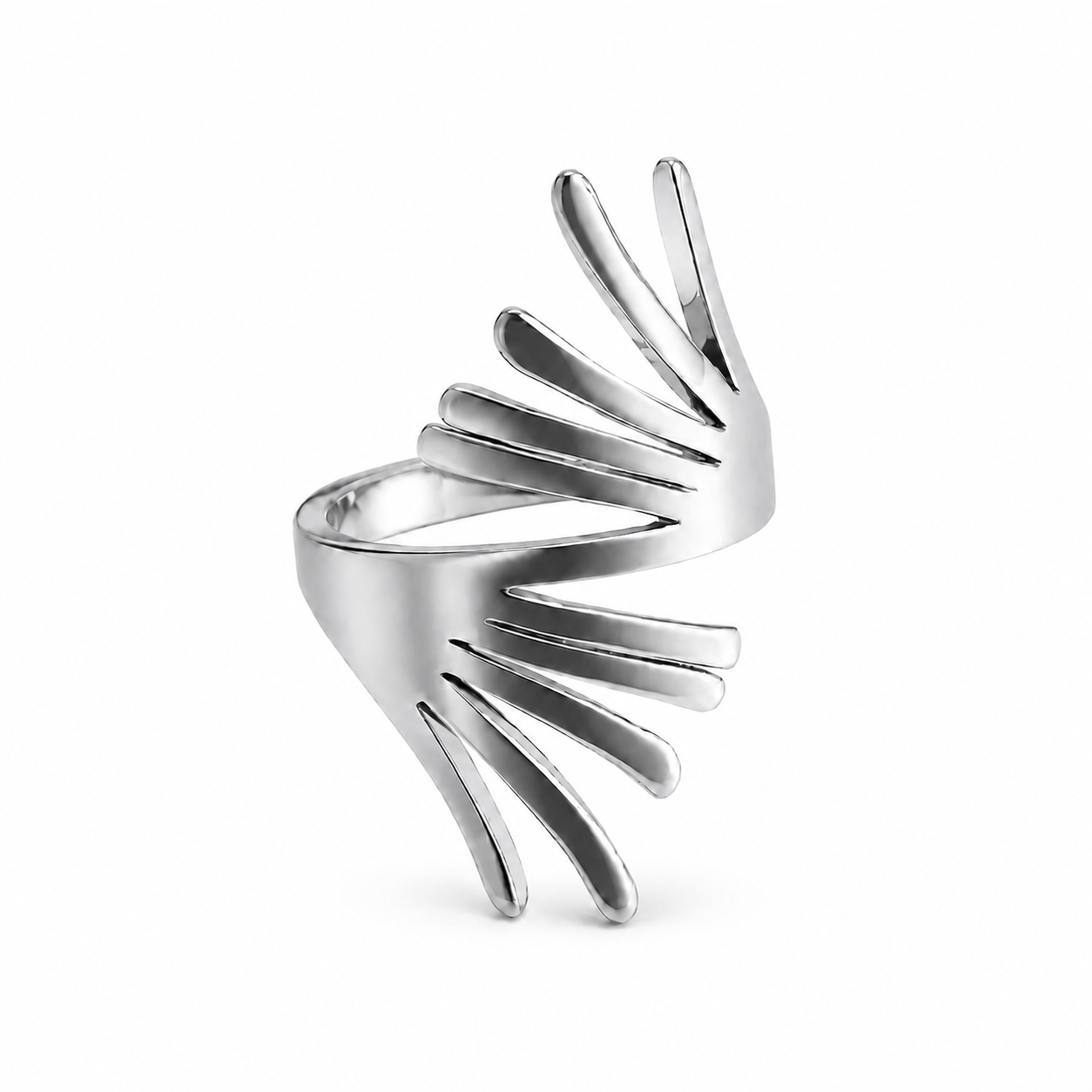 PP048 – Silver Multi Ray Wing Sculptural Prsten