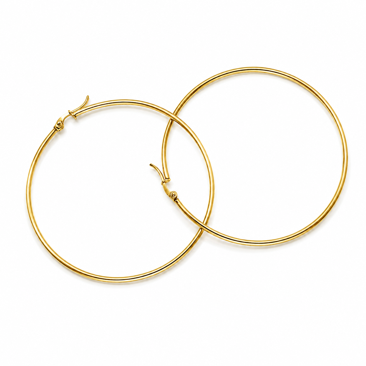 PM090G – Gold Thin Plain 54 mm Hoop Minđuše