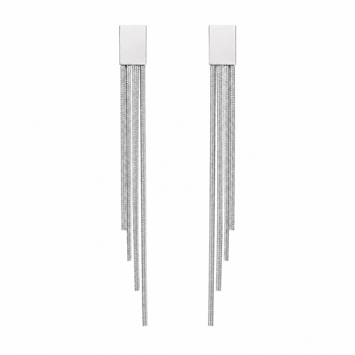 PM042 – Silver Cascade Chain Fringe Stud Minđuše