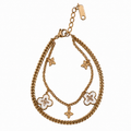 PN003G – Gold Layered Curb Chain White MOP Charm Narukvica