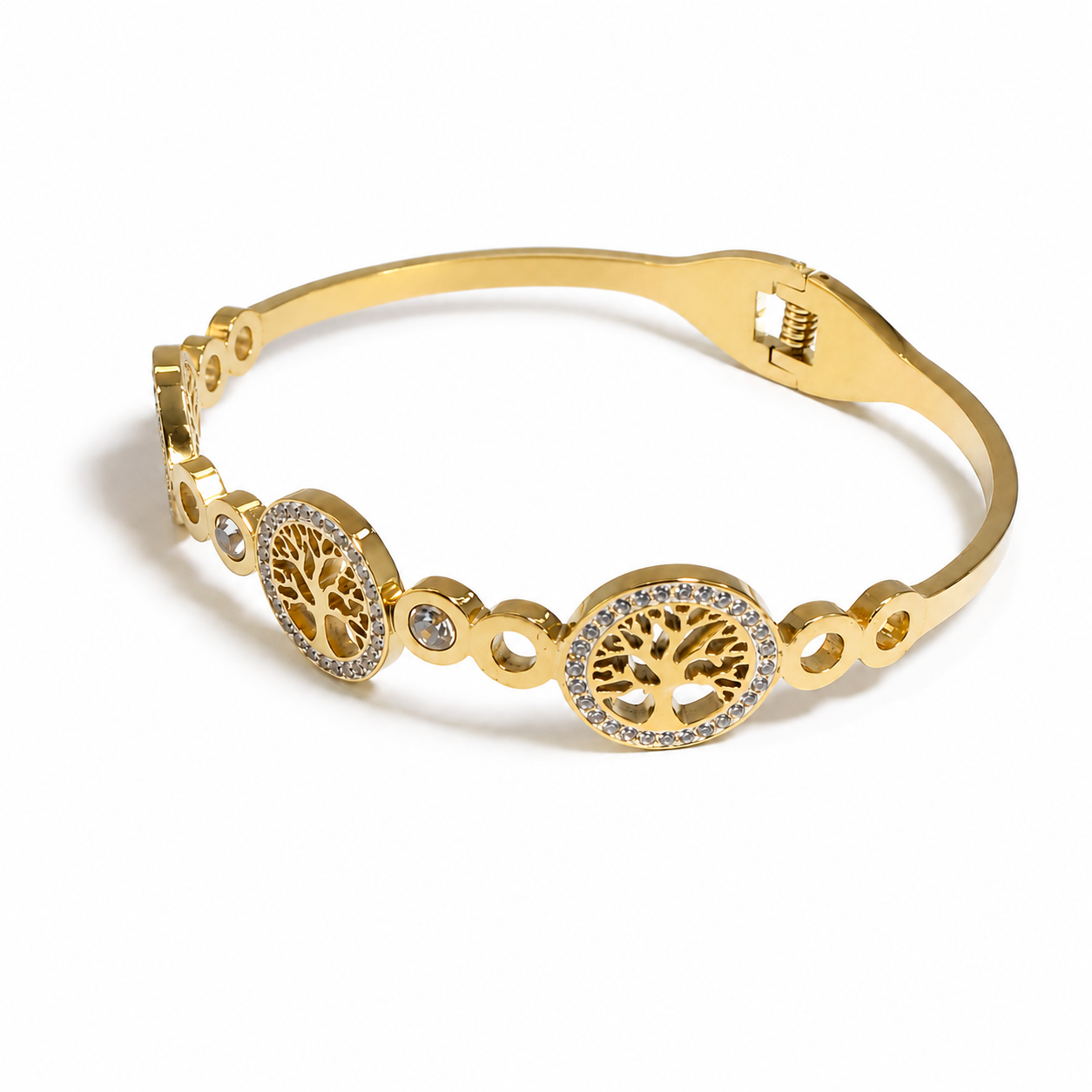 PNC008G – Gold Tree of Life Pavé CZ Bangle Narukvica