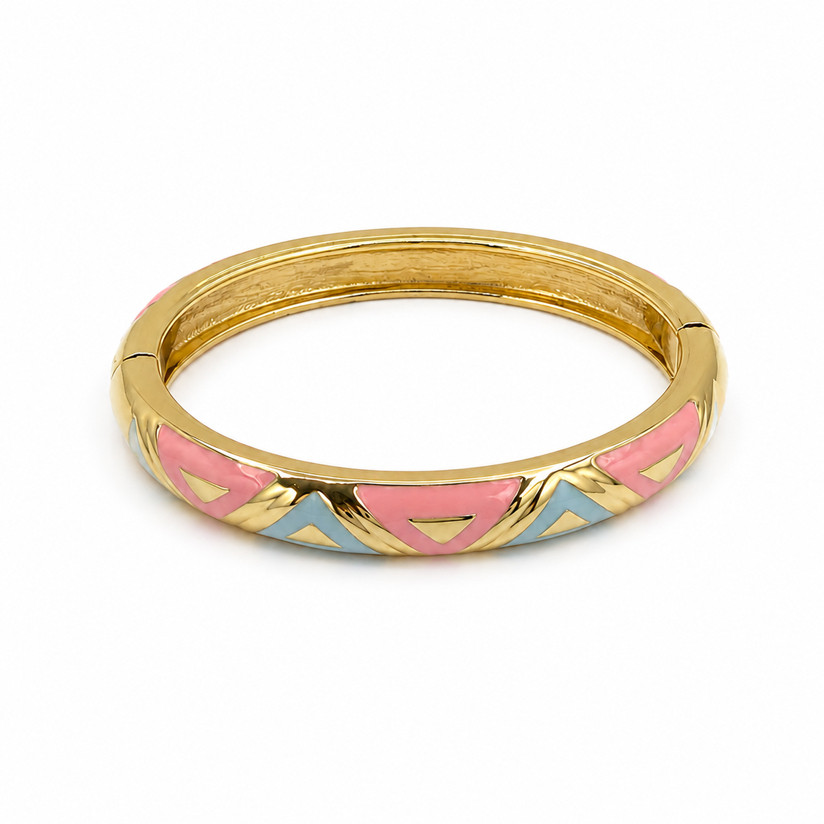 PNL009G – Gold Pastel Chevron Enamel Bangle Narukvica