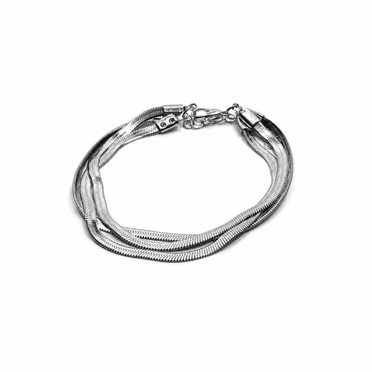 PN009 – Silver Triple Herringbone Chain Layered Narukvica