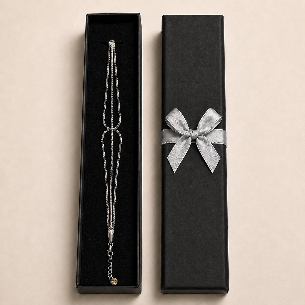 PN015 – Silver 3× Popcorn Chain Multi-Strand Narukvica