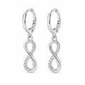 PM003 – Silver CZ Infinity Charm Huggie Minđuše