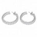 PM044 – Silver Baguette CZ Full Hoop Stud Minđuše