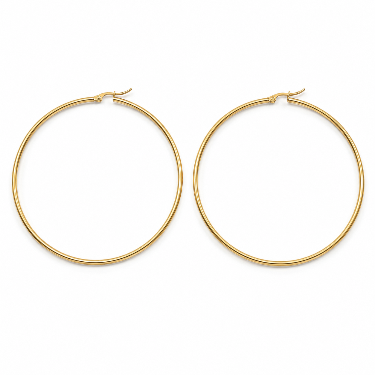 PM091G – Gold Thin Plain 80 mm Hoop Minđuše