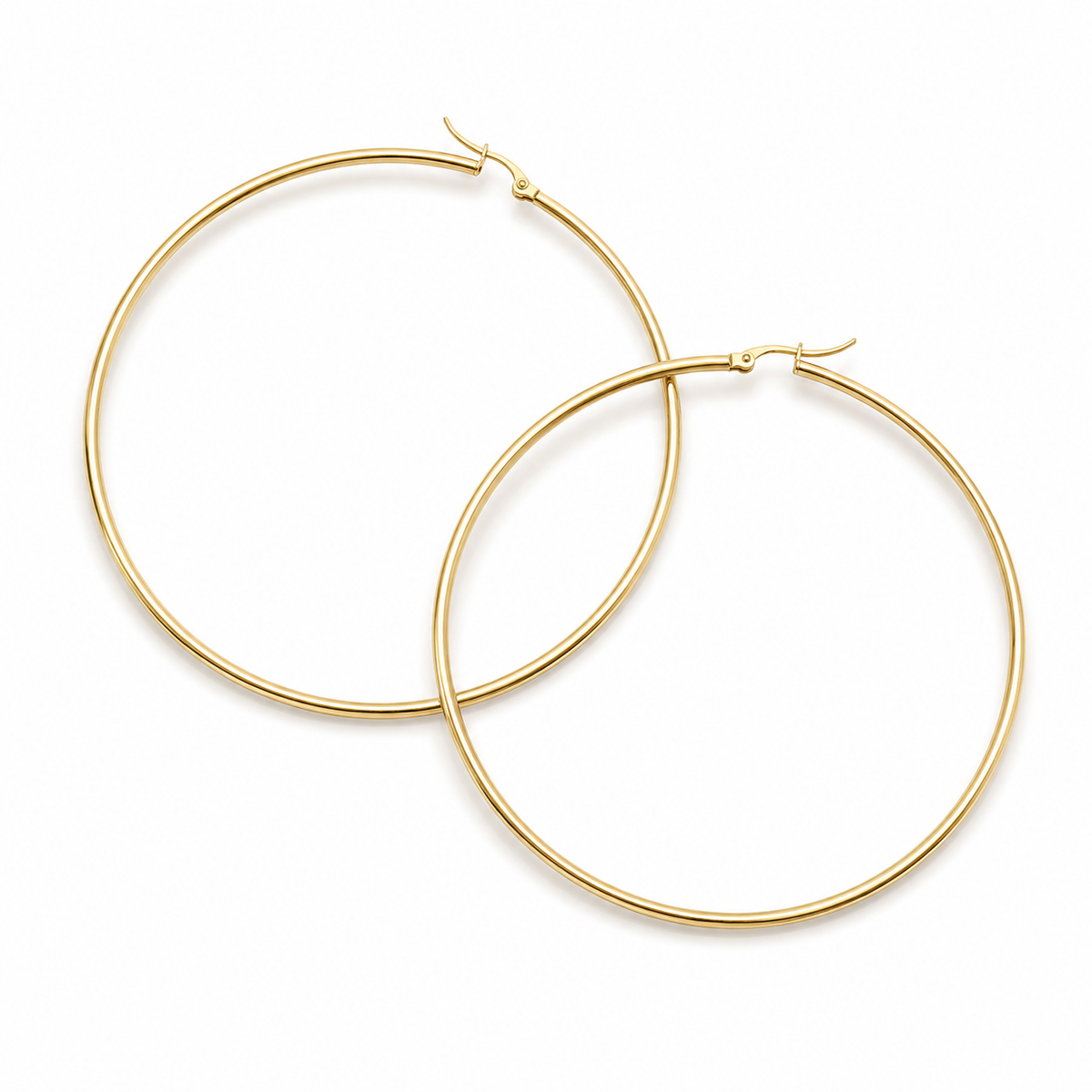 PM091G – Gold Thin Plain 80 mm Hoop Minđuše