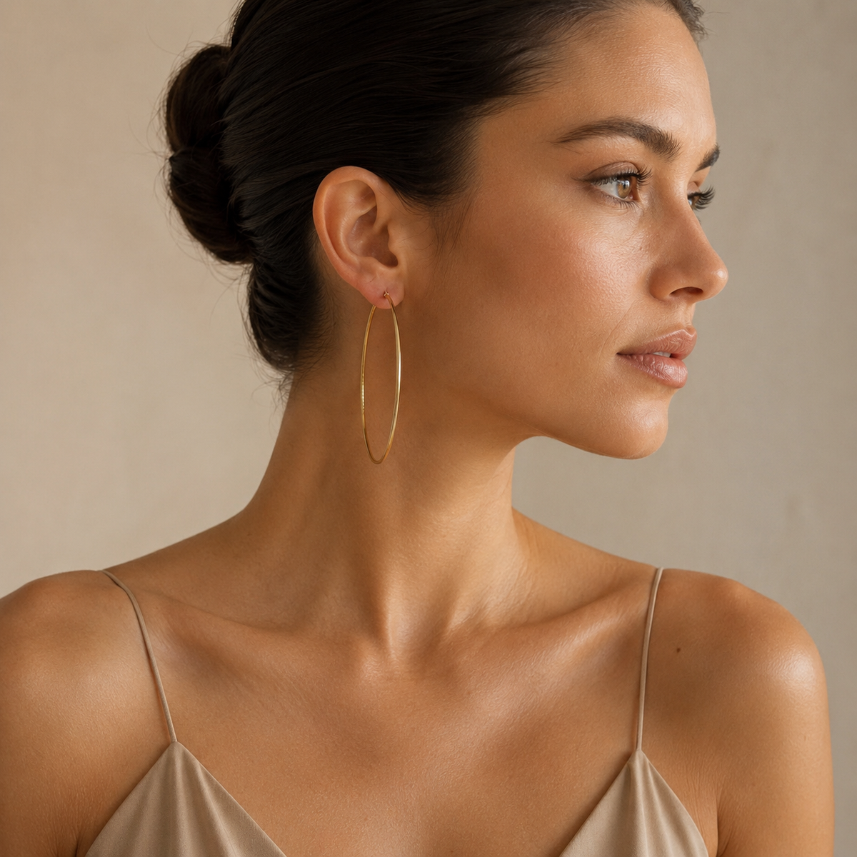PM091G – Gold Thin Plain 80 mm Hoop Minđuše