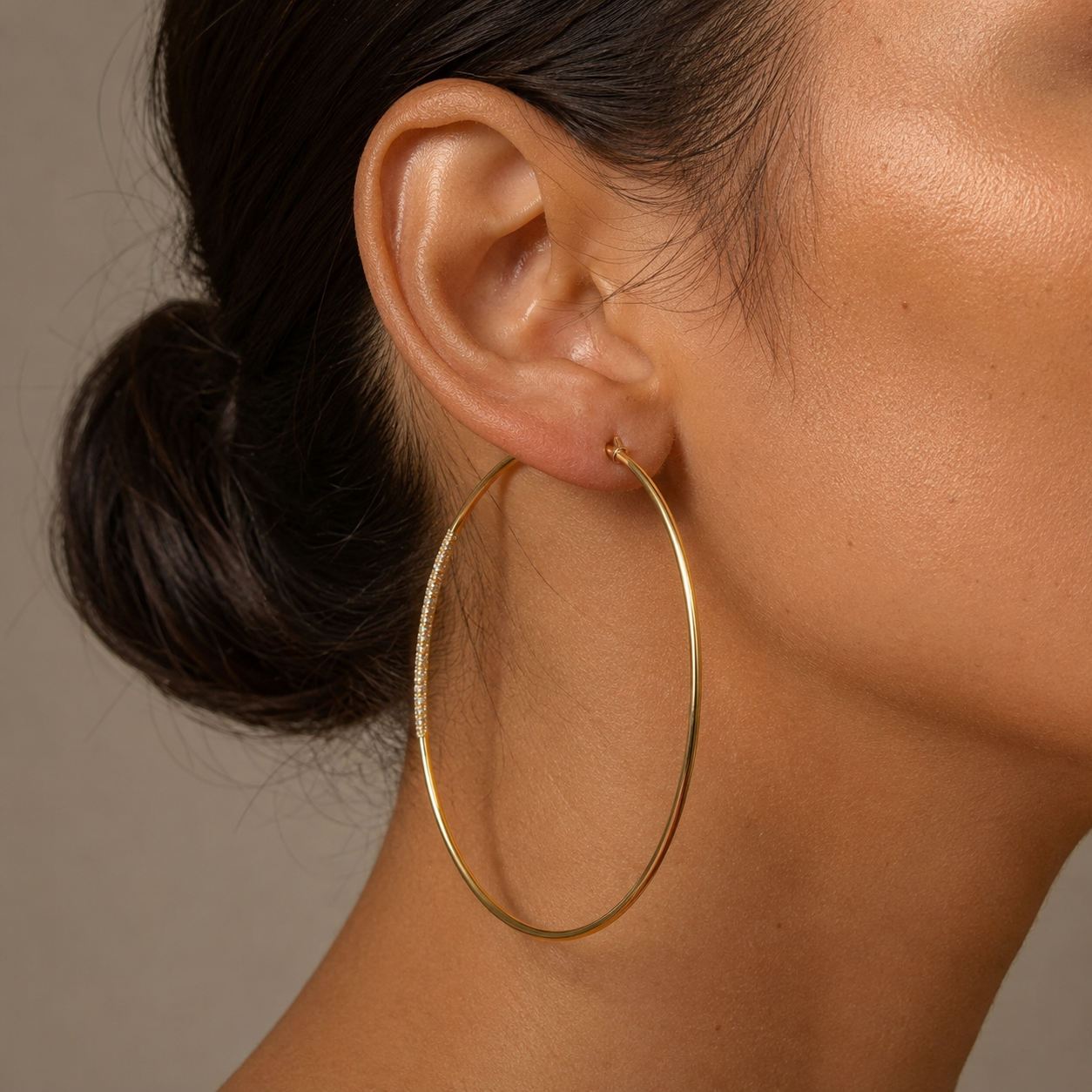 PM091G – Gold Thin Plain 80 mm Hoop Minđuše