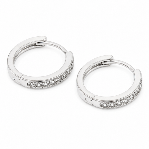 PM041 – Silver Crystal Row Chunky Huggie Minđuše