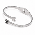 PNC023 – Silver CZ Pavé Cuff Bangle Black & White Butterfly Narukvica