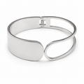 PNC025 – Silver Flat Panel & Oval Cutout Asymmetric Cuff Bangle Narukvica