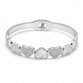 PNC026 – Silver Heart Station Cuff Bangle CZ Pavé & White Enamel Narukvica - strana 2
