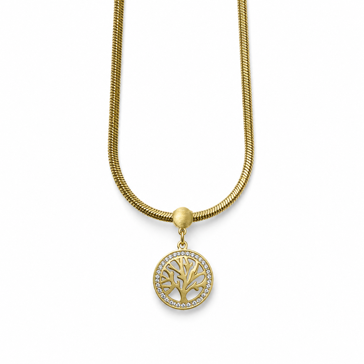 PO001G – Gold Tree of Life Herringbone Ogrlica