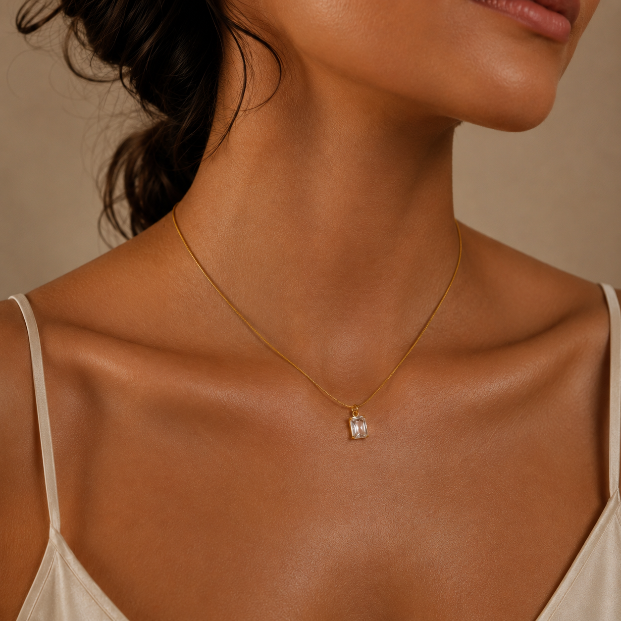 PO005G – Gold Emerald Cut CZ Snake Chain Ogrlica