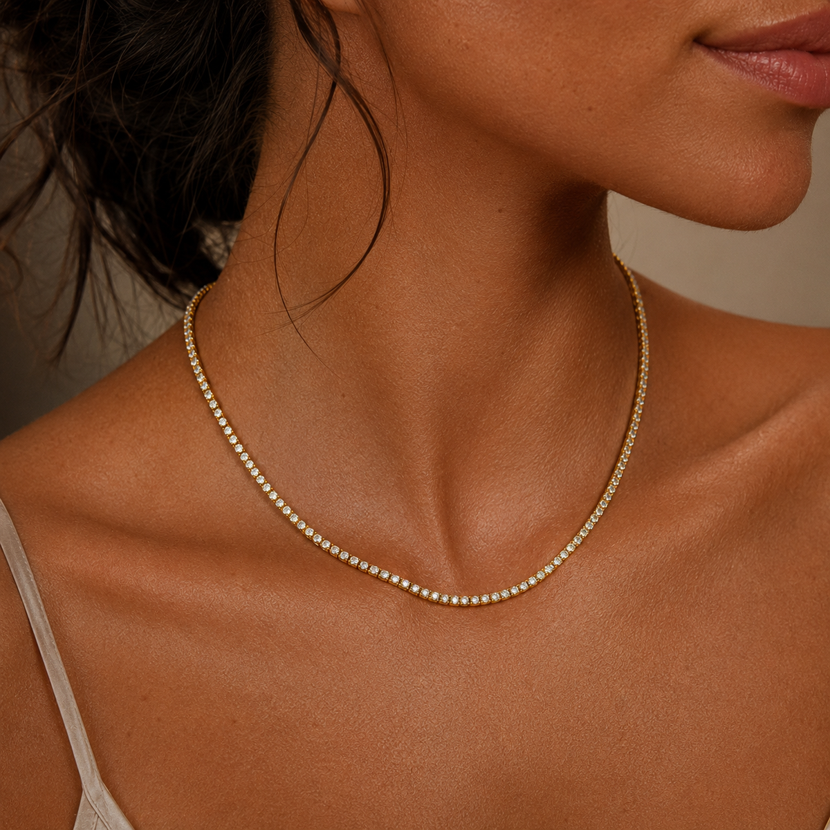 PO007G – Gold Full CZ Tennis Ogrlica