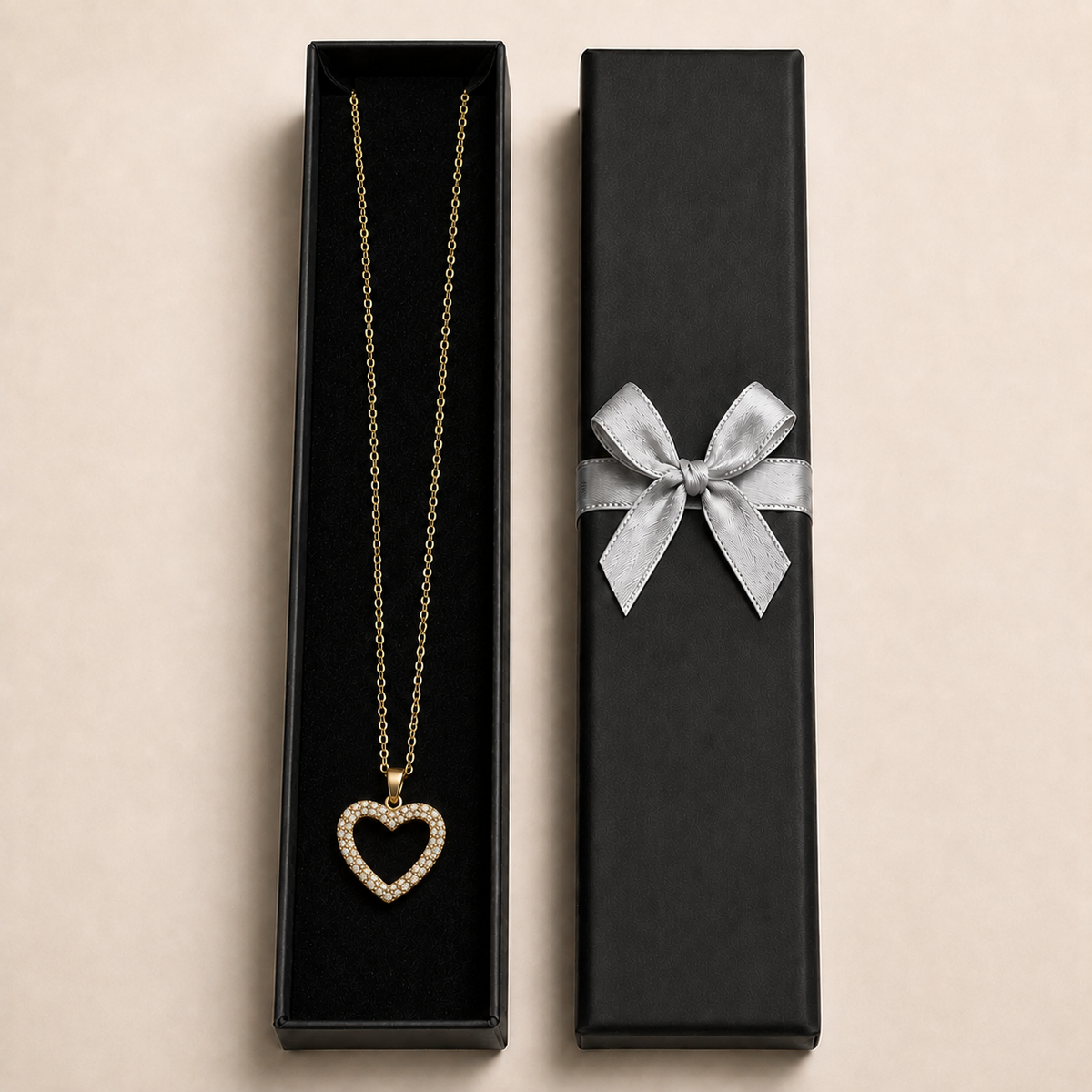 PO008G – Gold Open Heart CZ Pavé Cable Chain Ogrlica