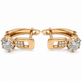 PM088G – Gold Prong Solitaire Window Link Huggie Minđuše