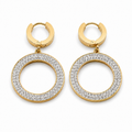 PM032G – Gold Circle Drop Pavé Minđuše