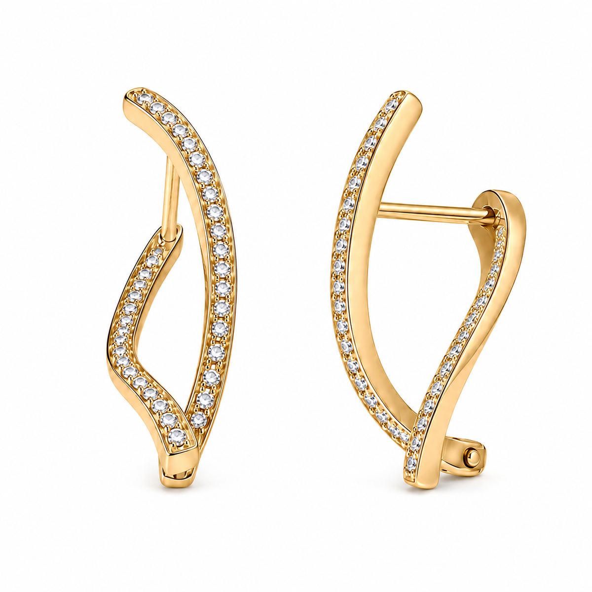 PM026G – Gold Twisted Wave CZ Ear Crawler Minđuše