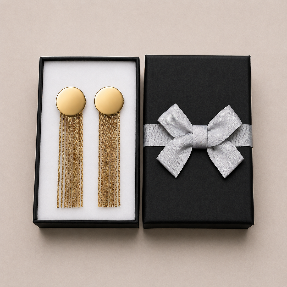 PM036G – Gold Disc Chain Fringe Minđuše
