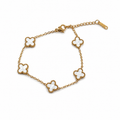 PN002G – Gold White Five Clover Chain Narukvica