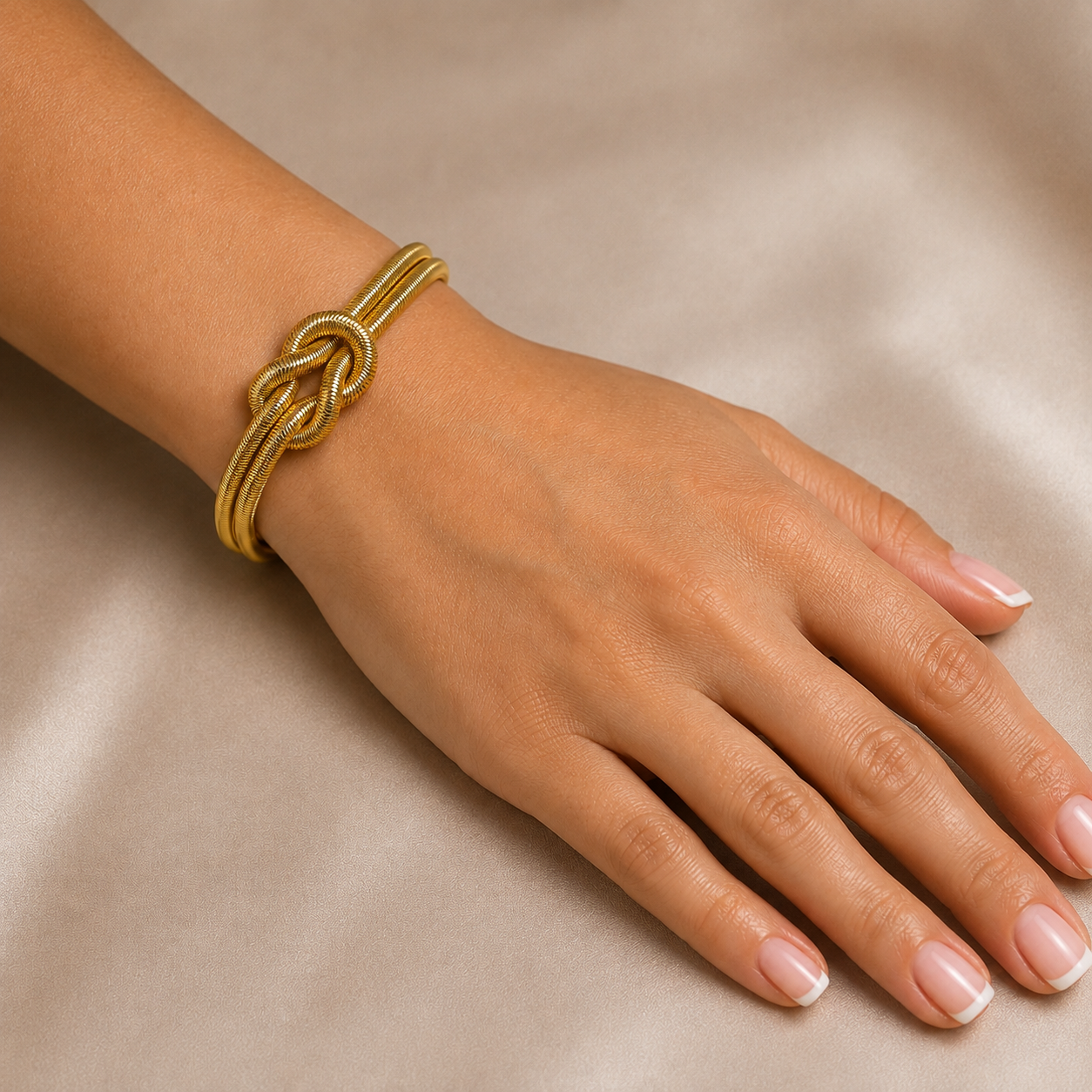 PN004G – Gold Dupla Snake Chain Infinity Knot Narukvica