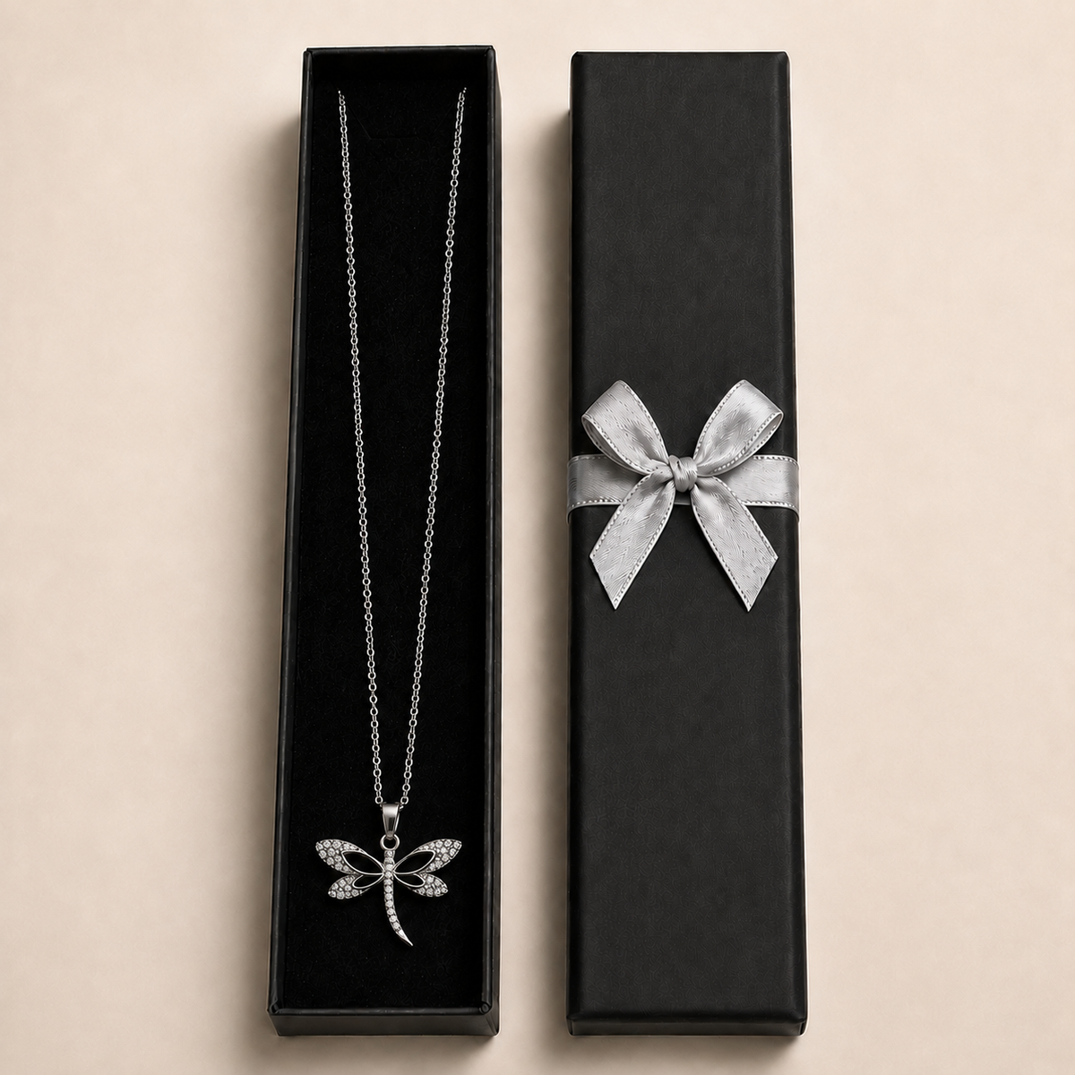PO001 – Silver CZ Pavé Dragonfly Cable Chain Ogrlica