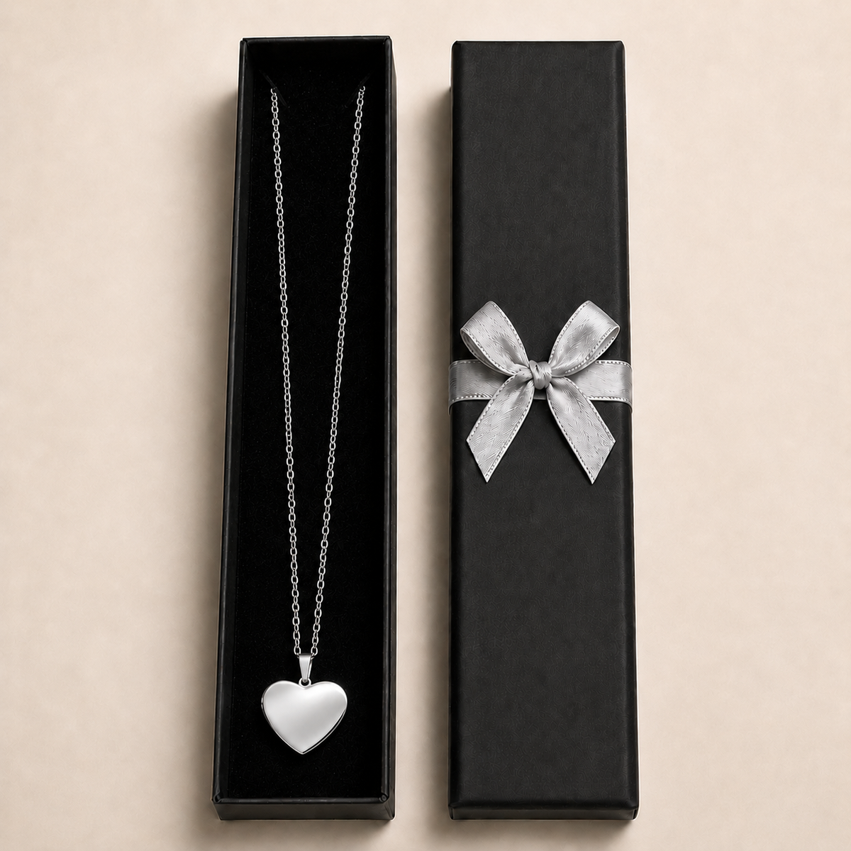 PO013 – Silver Large Polished Heart Long Cable Chain Ogrlica