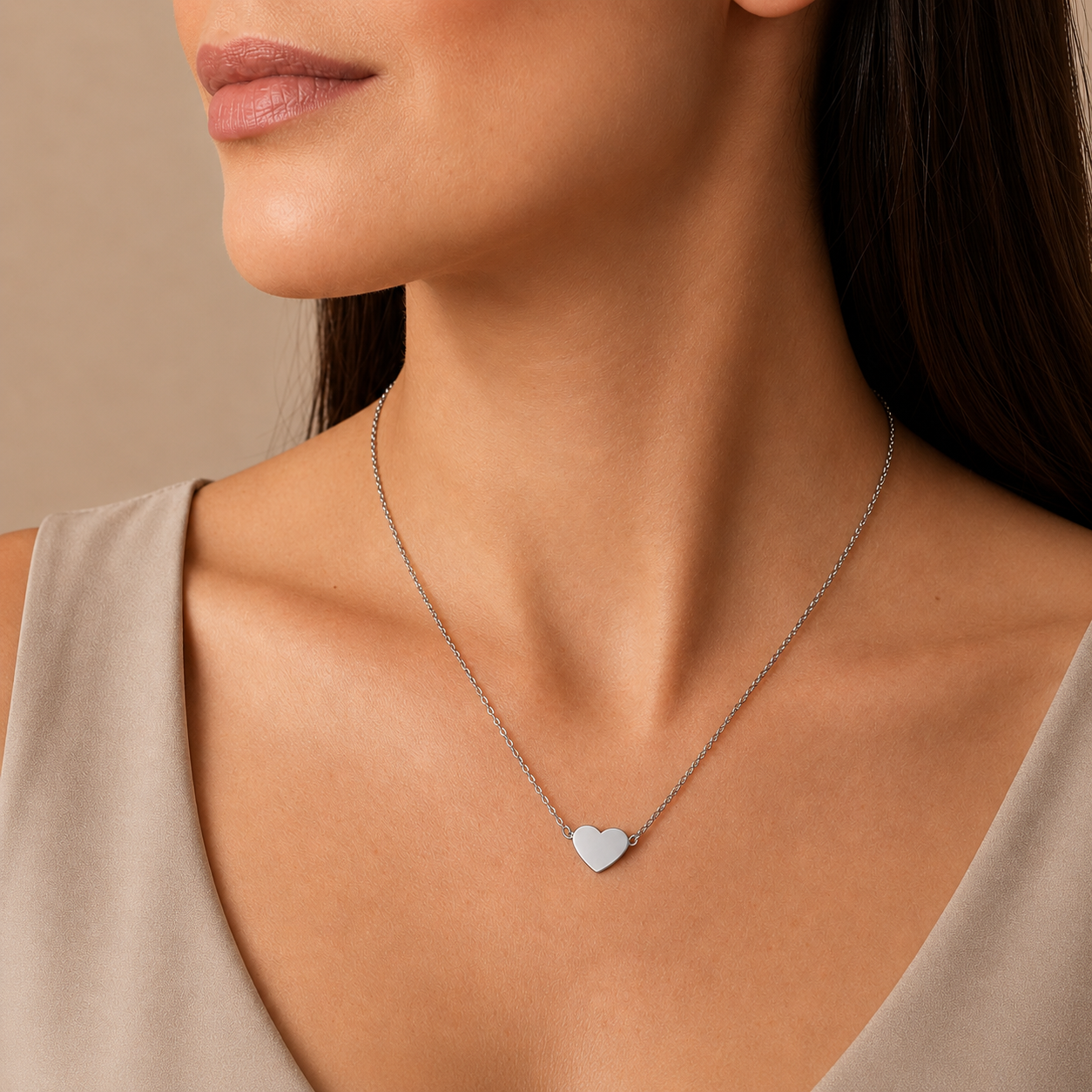 PO020 – Silver Mini Floating Heart Cable Pendant Ogrlica