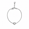 PN019 – Silver Cable Chain Open Heart Pavé CZ Charm Narukvica