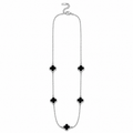 PO030 – Silver Black Five Clover Chain Ogrlica