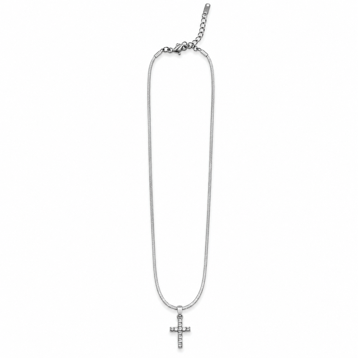 PO031 – Silver CZ Cross Snake Chain Ogrlica