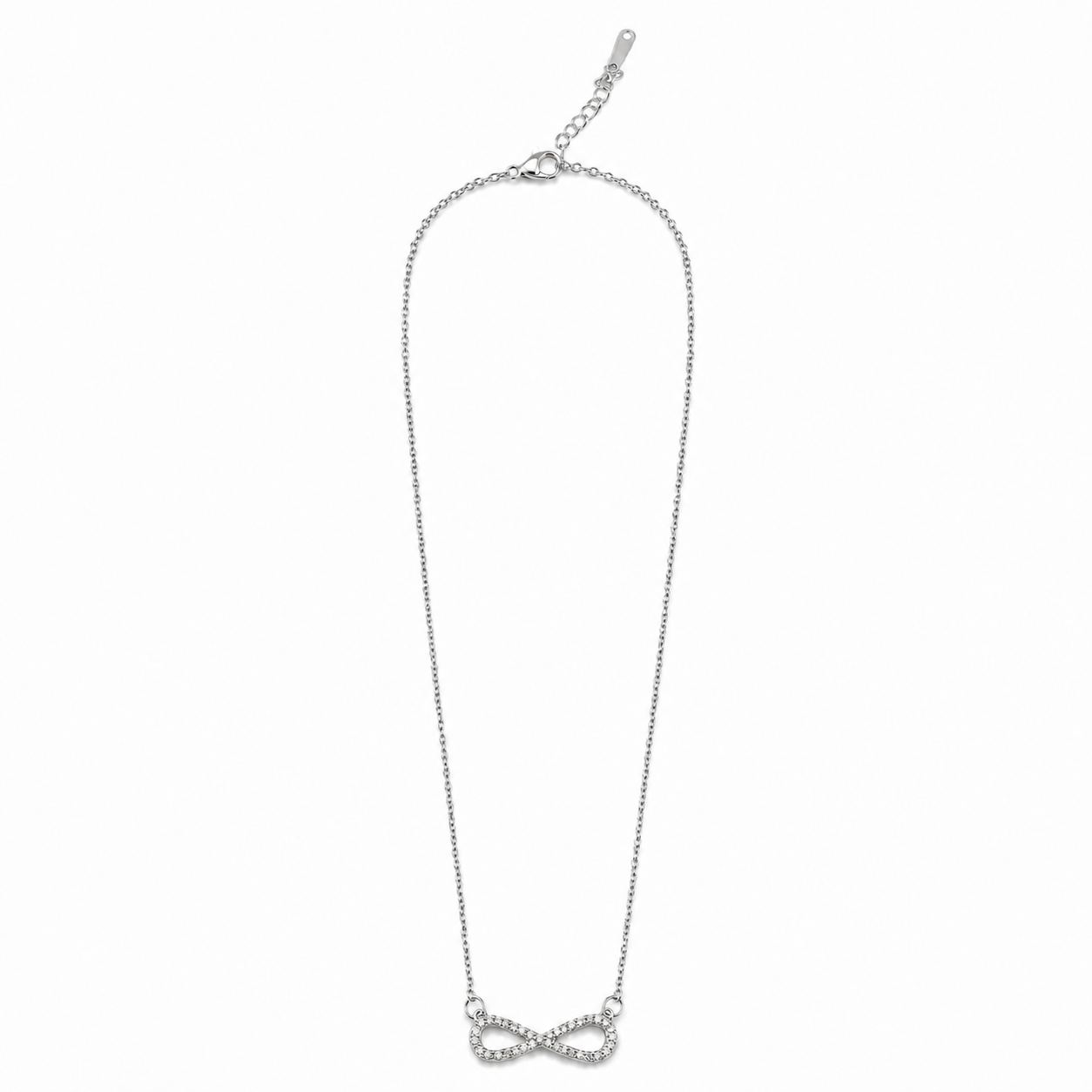 PO034 – Silver CZ Infinity Rolo Chain Ogrlica