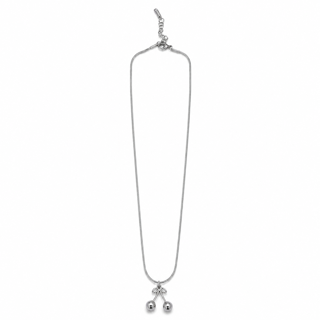 PO035 – Silver Cherry Drop Snake Chain Ogrlica