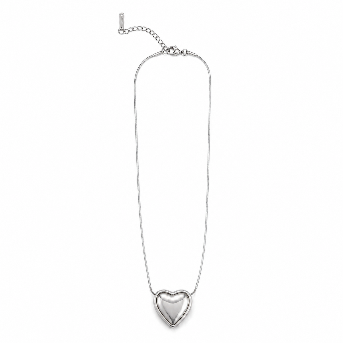 PO040 – Silver Puffy Heart Snake Chain Ogrlica
