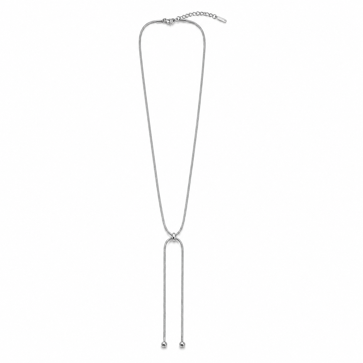 PO042 – Silver Adjustable Lariat Ball Tip Snake Ogrlica