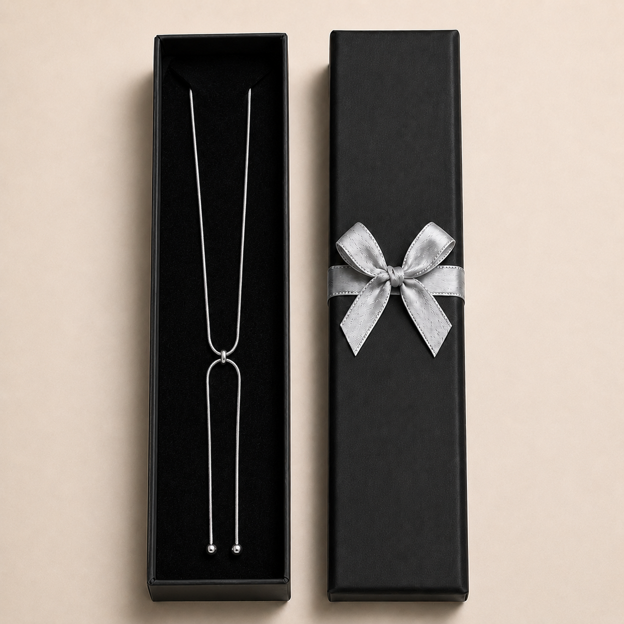 PO042 – Silver Adjustable Lariat Ball Tip Snake Ogrlica