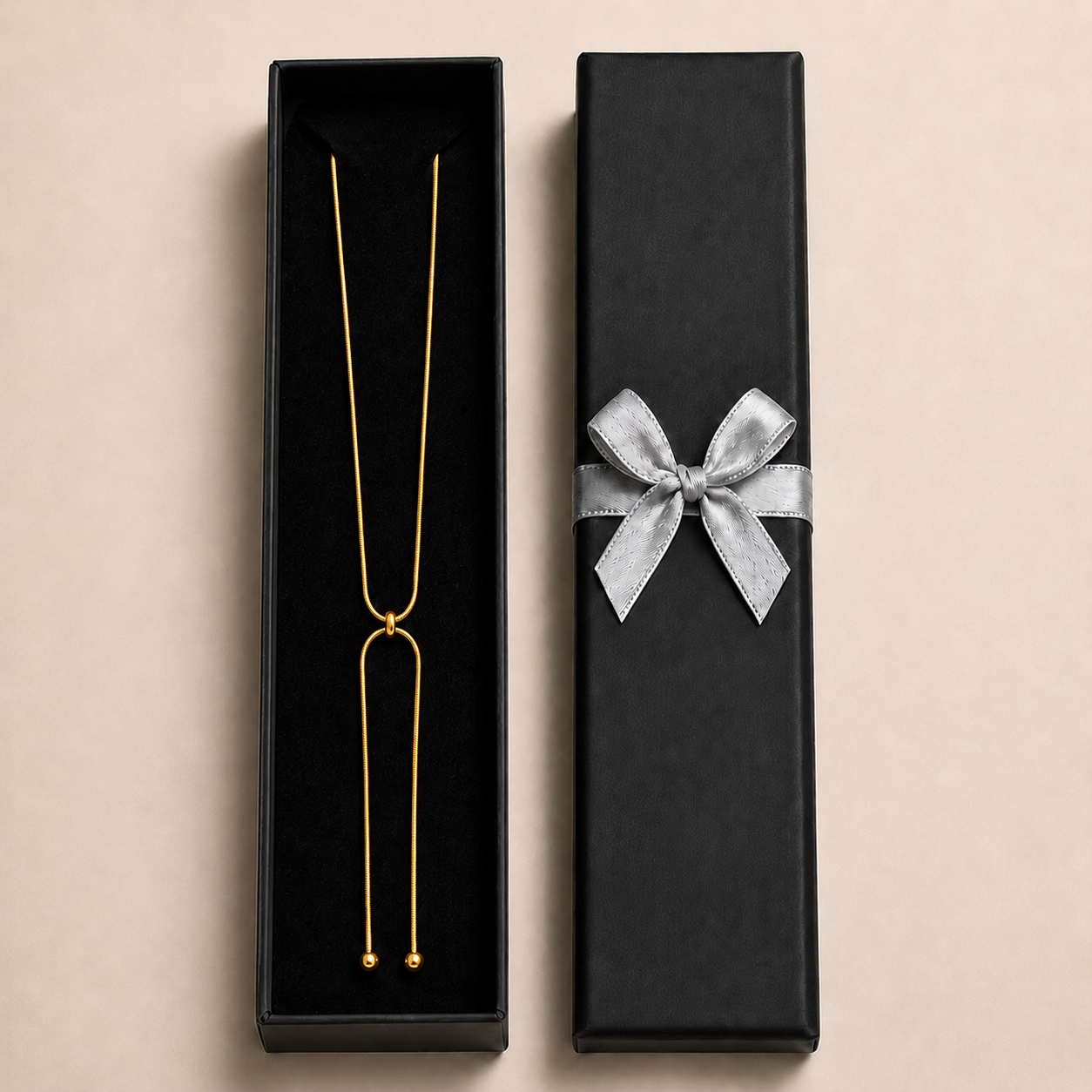 PO012G – Gold Adjustable Lariat Ball Tip Snake Ogrlica