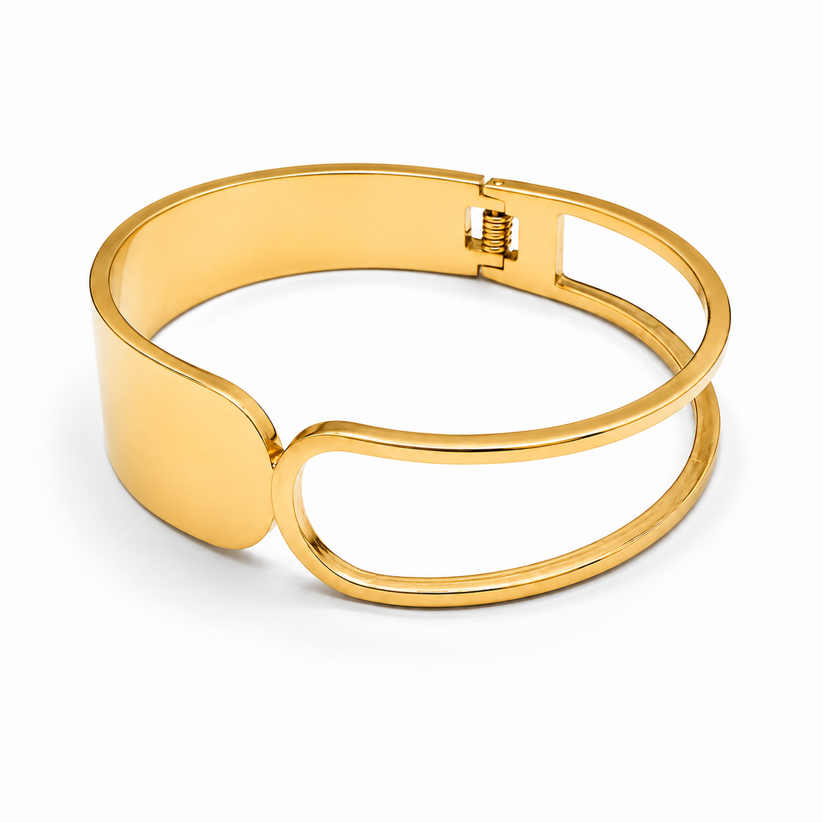 PNC012G – Gold Flat Panel & Oval Cutout Asymmetric Cuff Bangle Narukvica