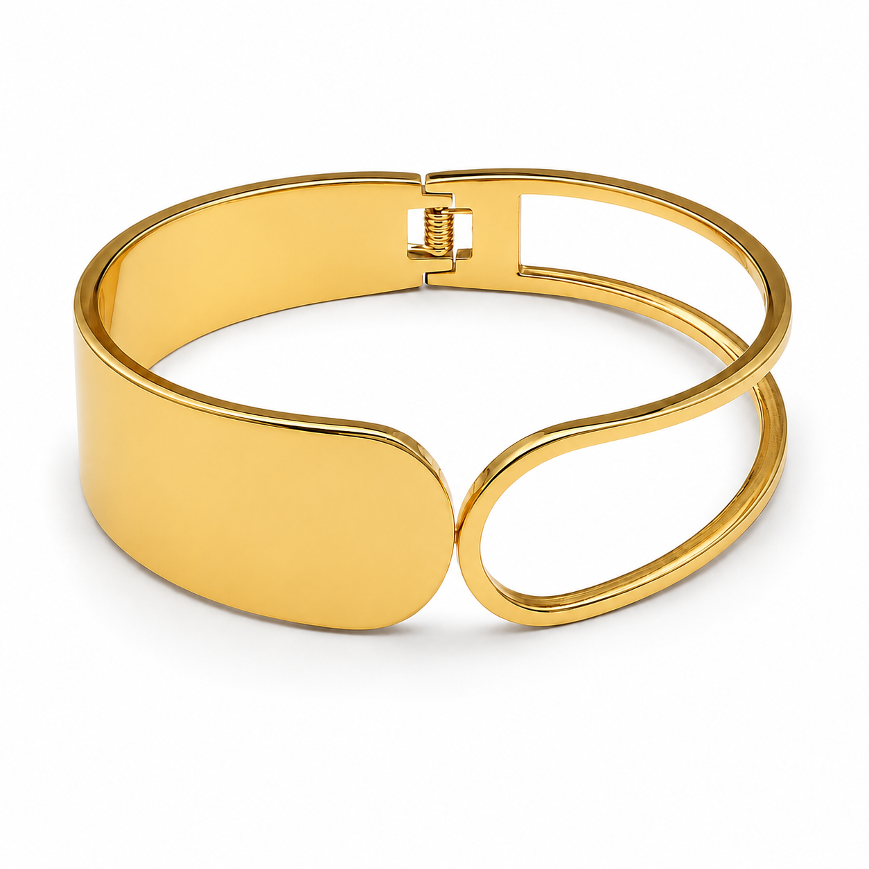 PNC012G – Gold Flat Panel & Oval Cutout Asymmetric Cuff Bangle Narukvica
