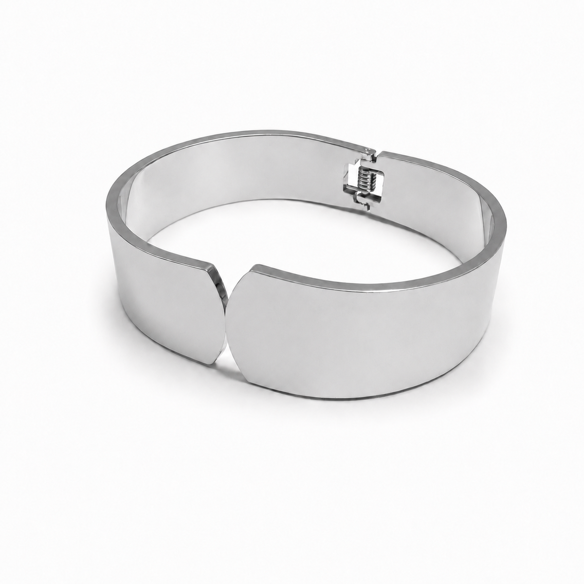 PNC029 – Silver Wide Plain Polished Cuff Bangle Narukvica