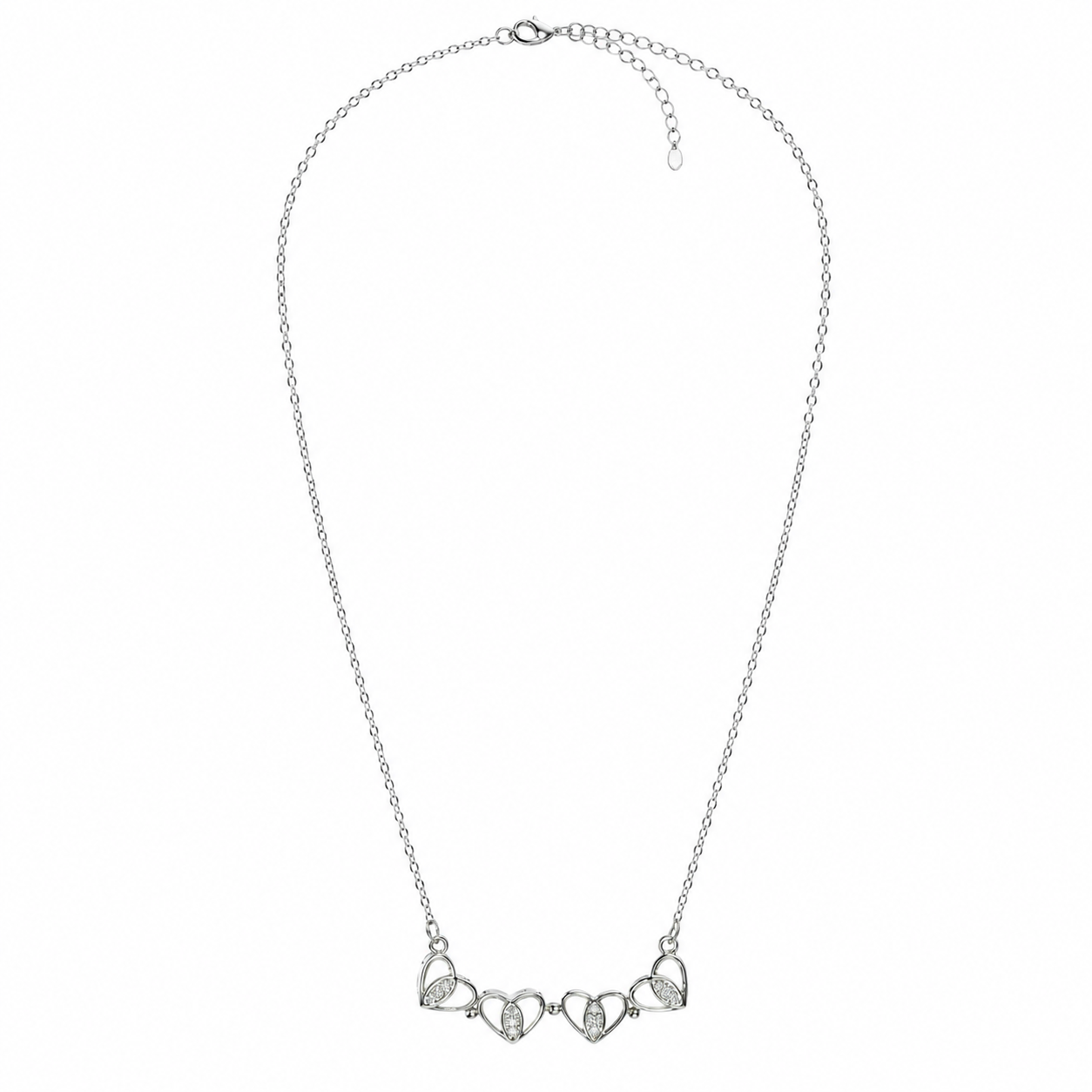 PO016 – Silver Linked Hearts Marquise CZ Ogrlica