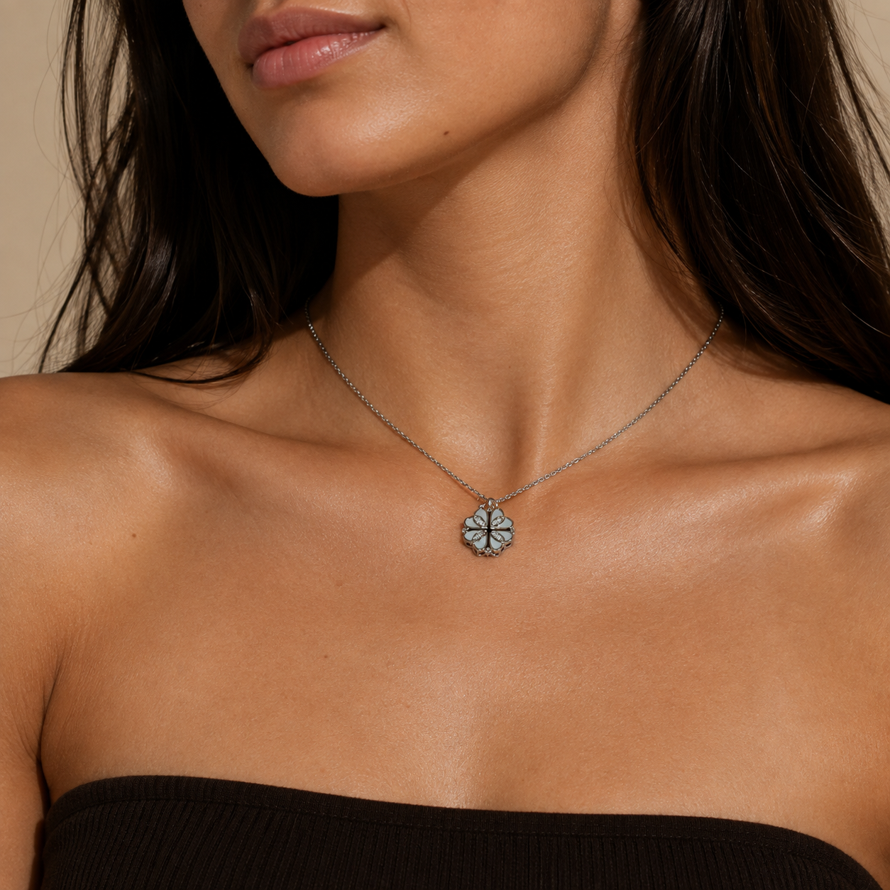 PO016 – Silver Linked Hearts Marquise CZ Ogrlica